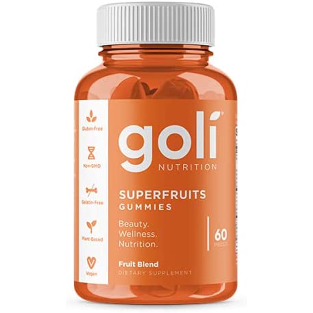 GOLI SUPERFRUITS Vitamin Gummy by Goli Nutrition - 60 Count - with Collagen-Enhancing Ingredients. Radiate. Rejuvenate. Refresh (Mixed Fruit, Vegan, Plant-Based, Non-GMO, Gluten-Free & Gelatin Free)