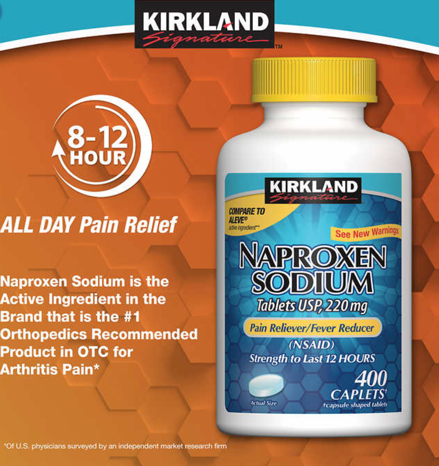 Kirkland Signature Naproxen Sodium 220 mg., 400 Caplets