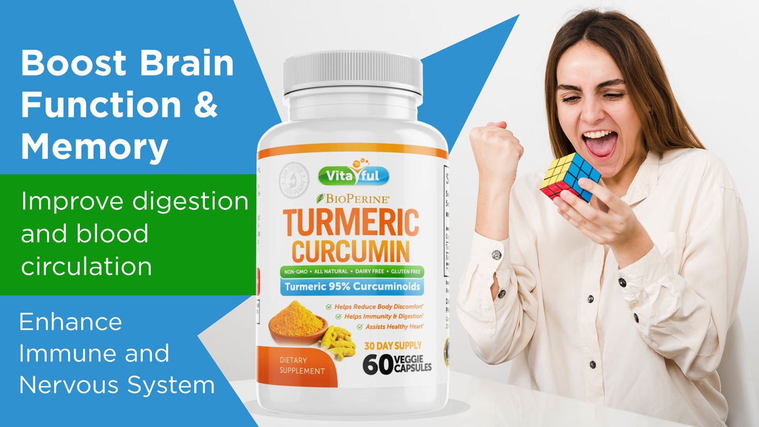 Vitaful Joint & Healthy Inflammatory Support - Turmeric Curcumin with BioPerine